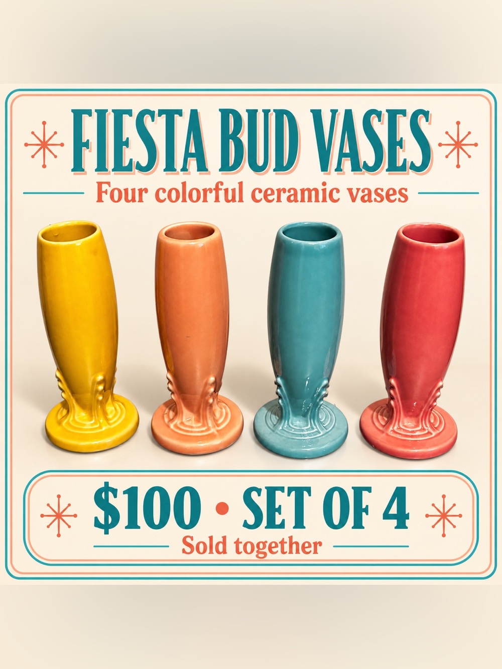 Fiesta / Fiestaware Bud Vases – Set of 4 –